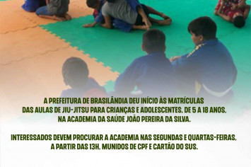 MATRÍCULAS ABERTAS PARA AULA DE JIU-JITSU.