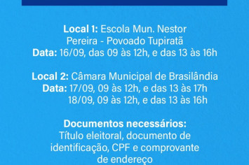 CARTÓRIO ELEITORAL REALIZARÁ ATENDIMENTO ITINERANTE NO MUNICÍPIO.