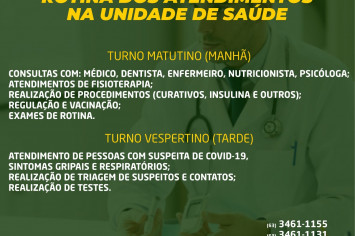 ROTINA DOS ATENDIMENTOS NA UNIDADE DE SAÚDE