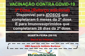 VACINAÇÃO CONTRA COVID-19 3ª DOSE (REFORÇO ADICIONAL).