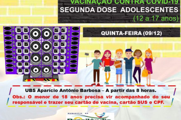 VACINAÇÃO CONTRA COVID-19 2ª DOSE ADOLESCENTES.