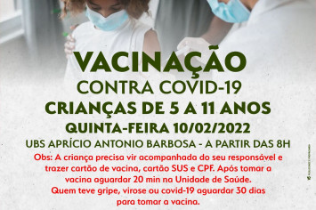 VACINAÇÃO CONTRA COVID-19 CRIANÇAS (5 A 11 ANOS) .