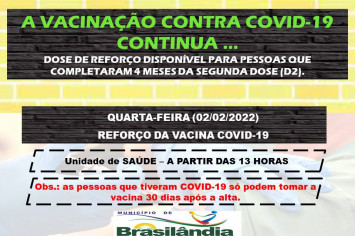 VACINAÇÃO CONTRA COVID-19 CONTINUA.