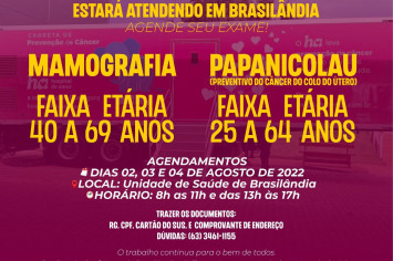 ATENÇÃO MULHERES: A CARRETA DO HOSPITAL DO AMOR ESTARÁ ATENDENDO EM BRASILÃNDIA.