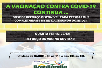 VACINAÇÃO CONTRA COVID-19 REFORÇO CONTINUA.